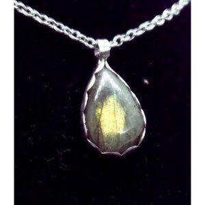 Sterling silver labradorite crystal Necklace